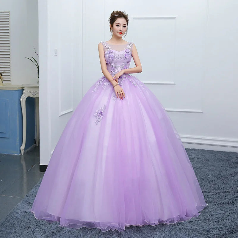 Elegant Lavender Ball Gown With Floral Appliques on Luulla