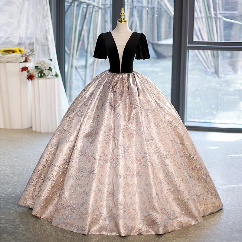 Brocade Ball Gown Skirt Ava Presley 40049 Metallic Brocade Ruffle Ballgown  Prom Dress Cut Out Ruched Formal Gown 00 White/Gold