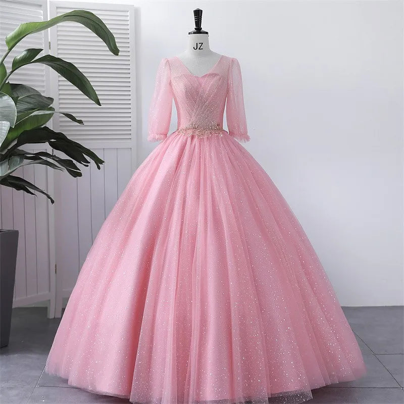Elegant Pink Tulle Ball Gown Prom Dress on Luulla — free download