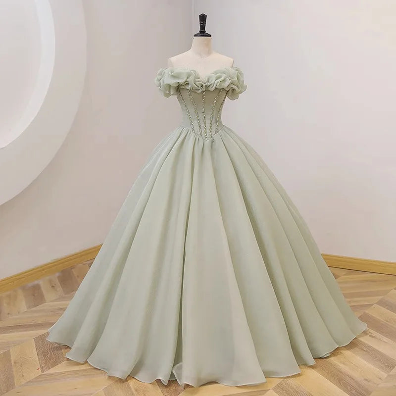 Pleated Off-the-Shoulder Sheath Floor-length Gown Mint Green main image 1